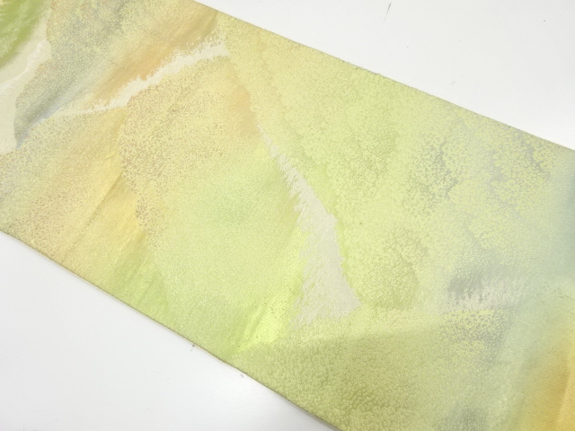 JAPANESE KIMONO / ANTIQUE FUKURO OBI / SILK / WOVEN DISTANT MOUNTAINS